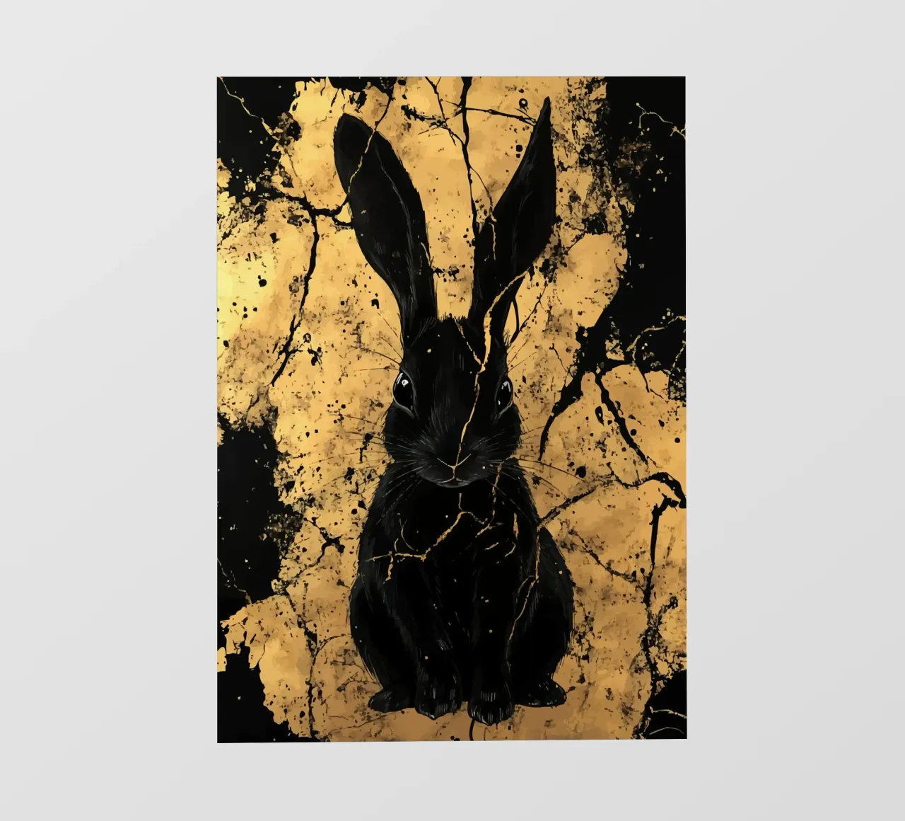 Lapin noir devant une structure dorée papier peint photo de pixelbull - medieval art and more
