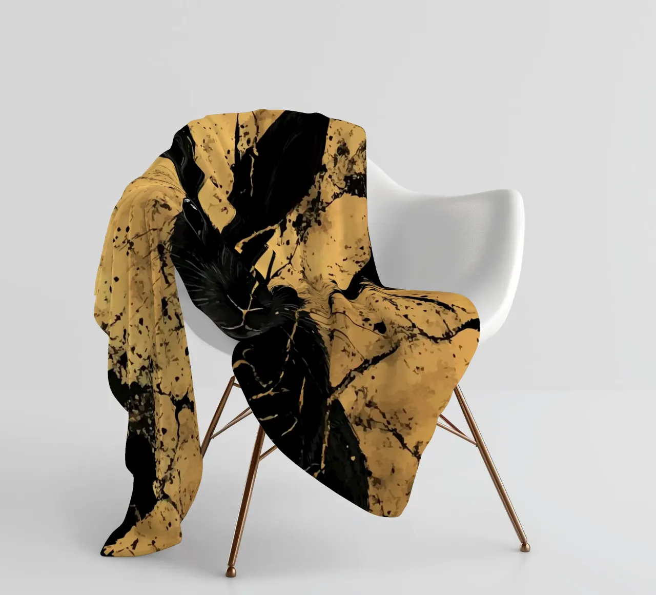 Schwarzes Kaninchen vor goldener Struktur Fleecedecke von pixelbull - medieval art and more