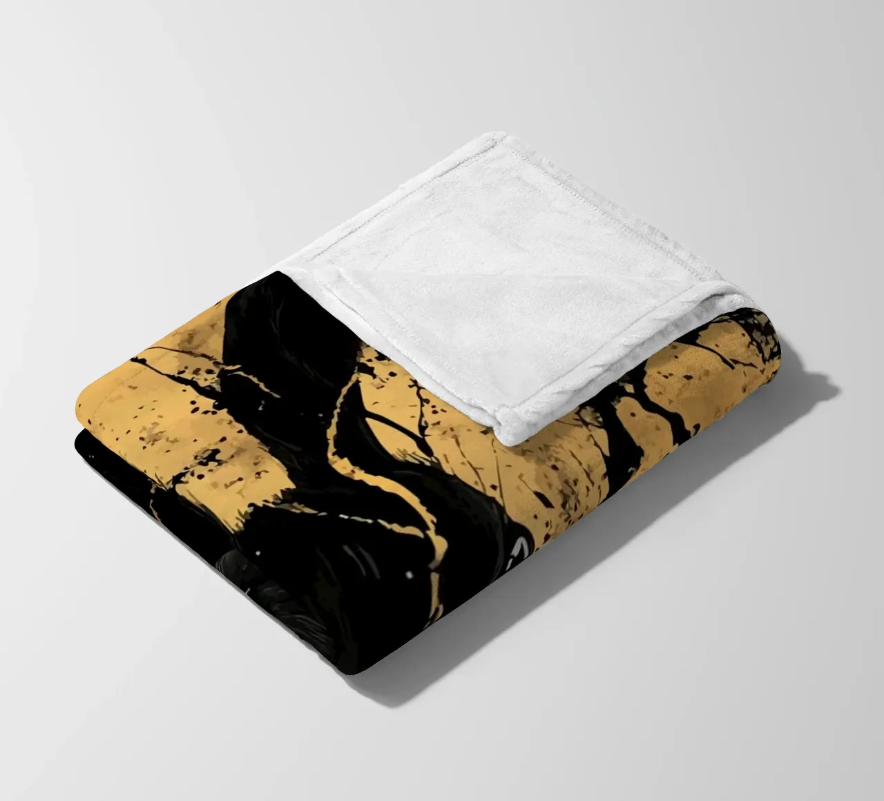 Schwarzes Kaninchen vor goldener Struktur Fleecedecke von pixelbull - medieval art and more