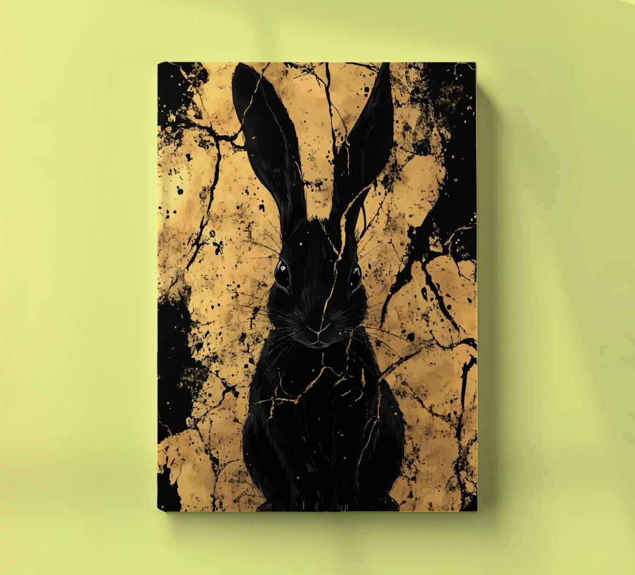 Black rabbit in front of a golden structure notebook by pixelbull - medieval art and more
