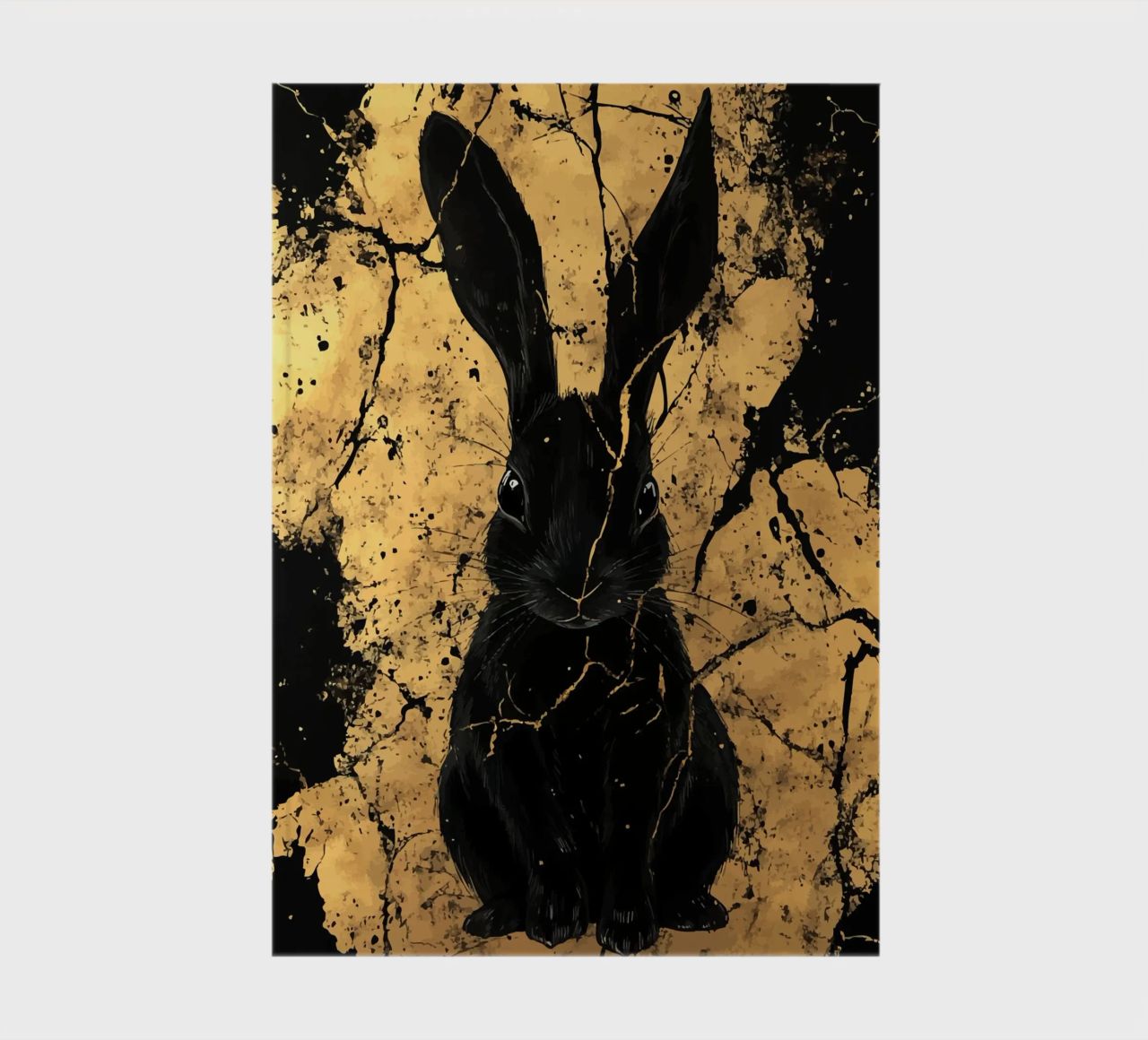 Black rabbit in front of a golden structure notebook by pixelbull - medieval art and more