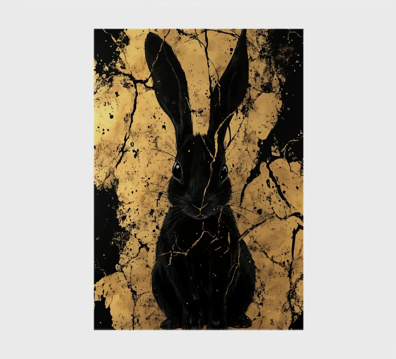Black rabbit in front of a golden structure notebook by pixelbull - medieval art and more