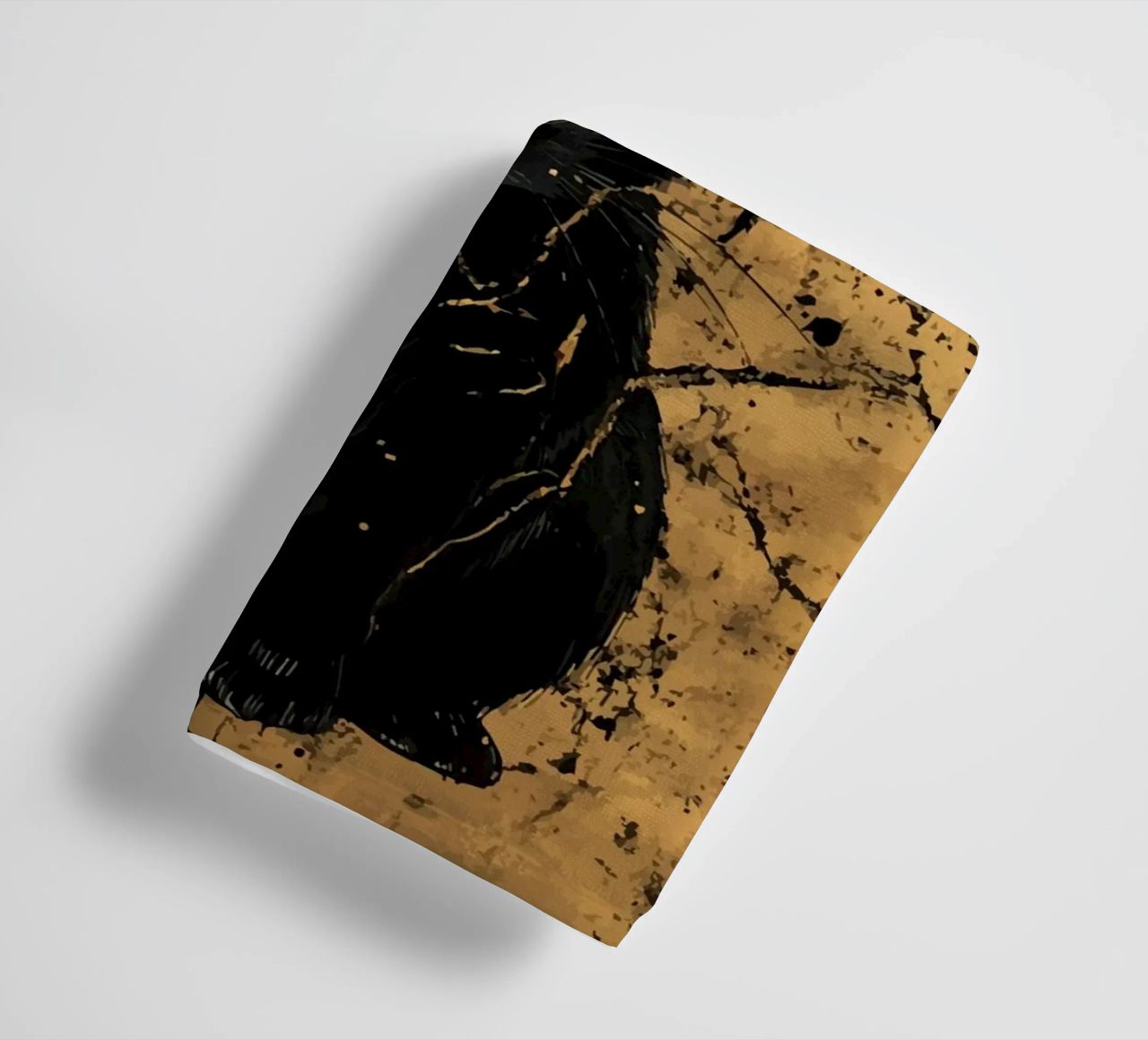 Black rabbit in front of a golden structure towel by pixelbull - medieval art and more