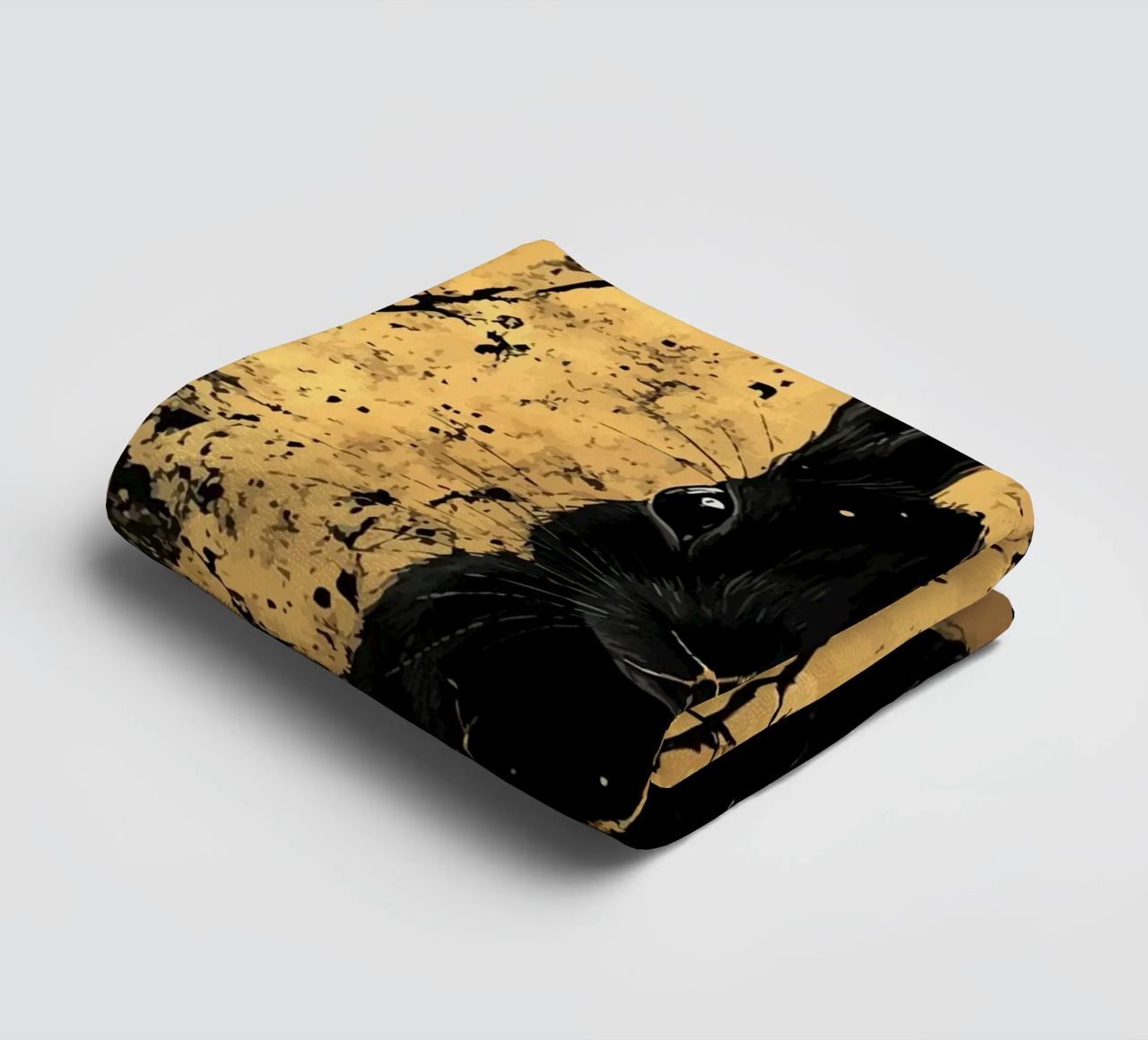 Black rabbit in front of a golden structure towel by pixelbull - medieval art and more