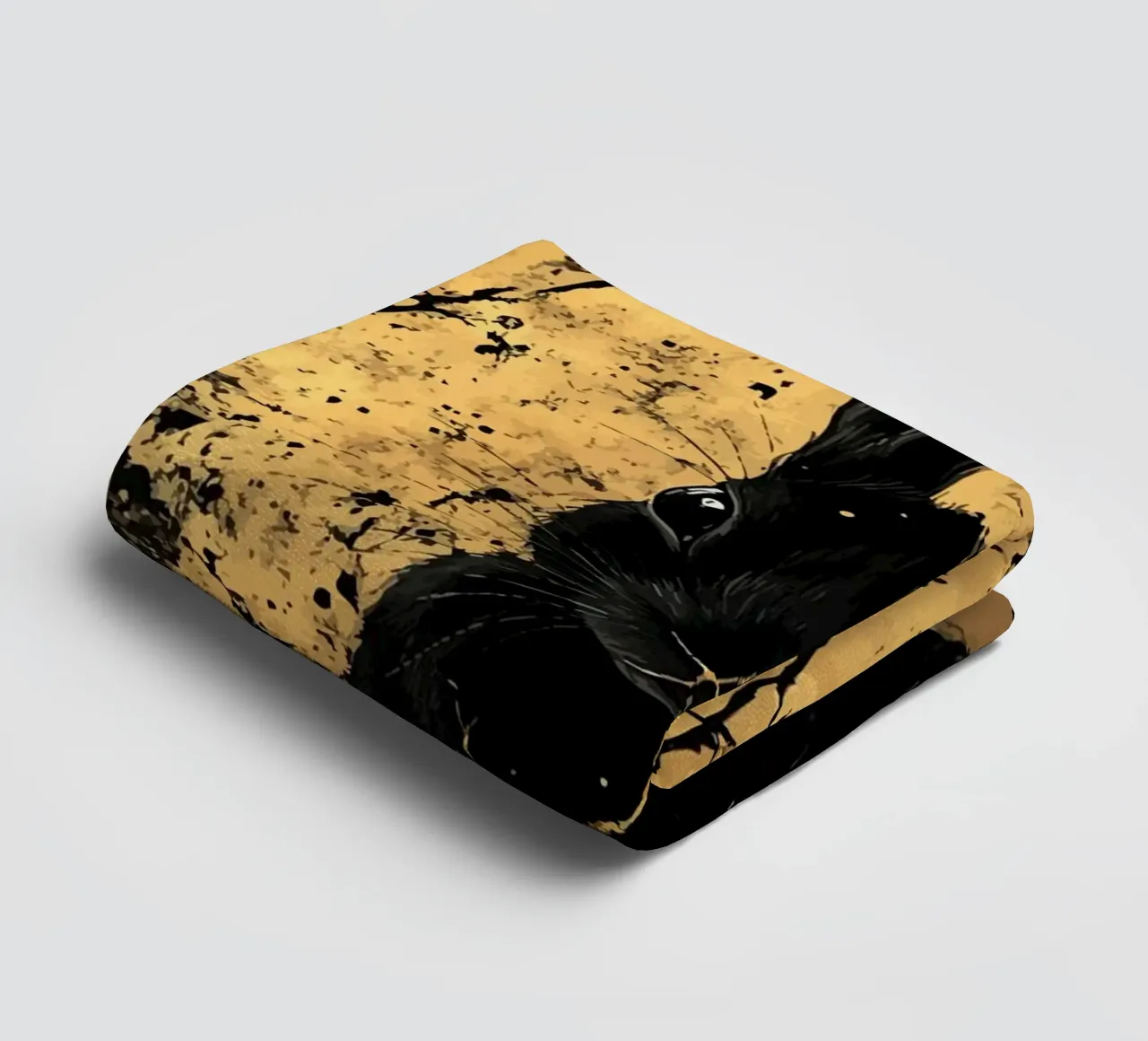 Coniglio nero davanti a una struttura dorata asciugamano da bagno da pixelbull - medieval art and more