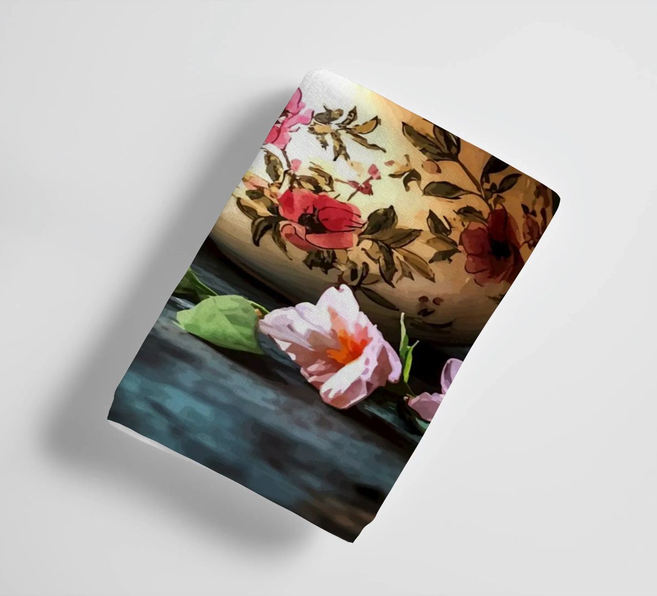 Théière avec motif de fleurs et tasse à thé serviette de bain de pixelbull - medieval art and more