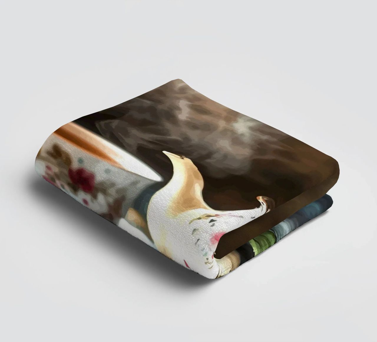 Théière avec motif de fleurs et tasse à thé serviette de bain de pixelbull - medieval art and more