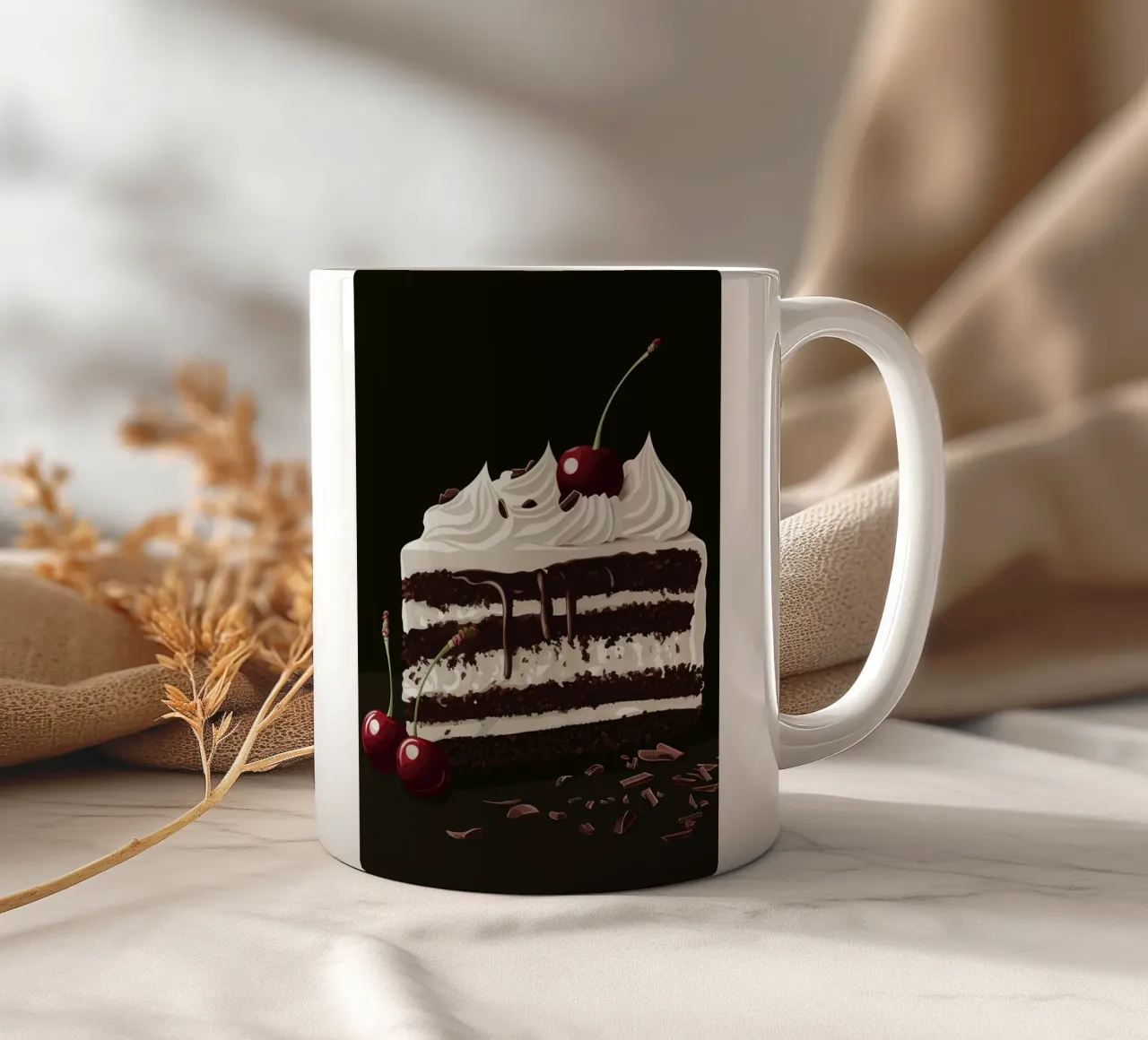 Kirsch della Foresta Nera con ciliegina sulla torta tazza in ceramica da pixelbull - medieval art and more