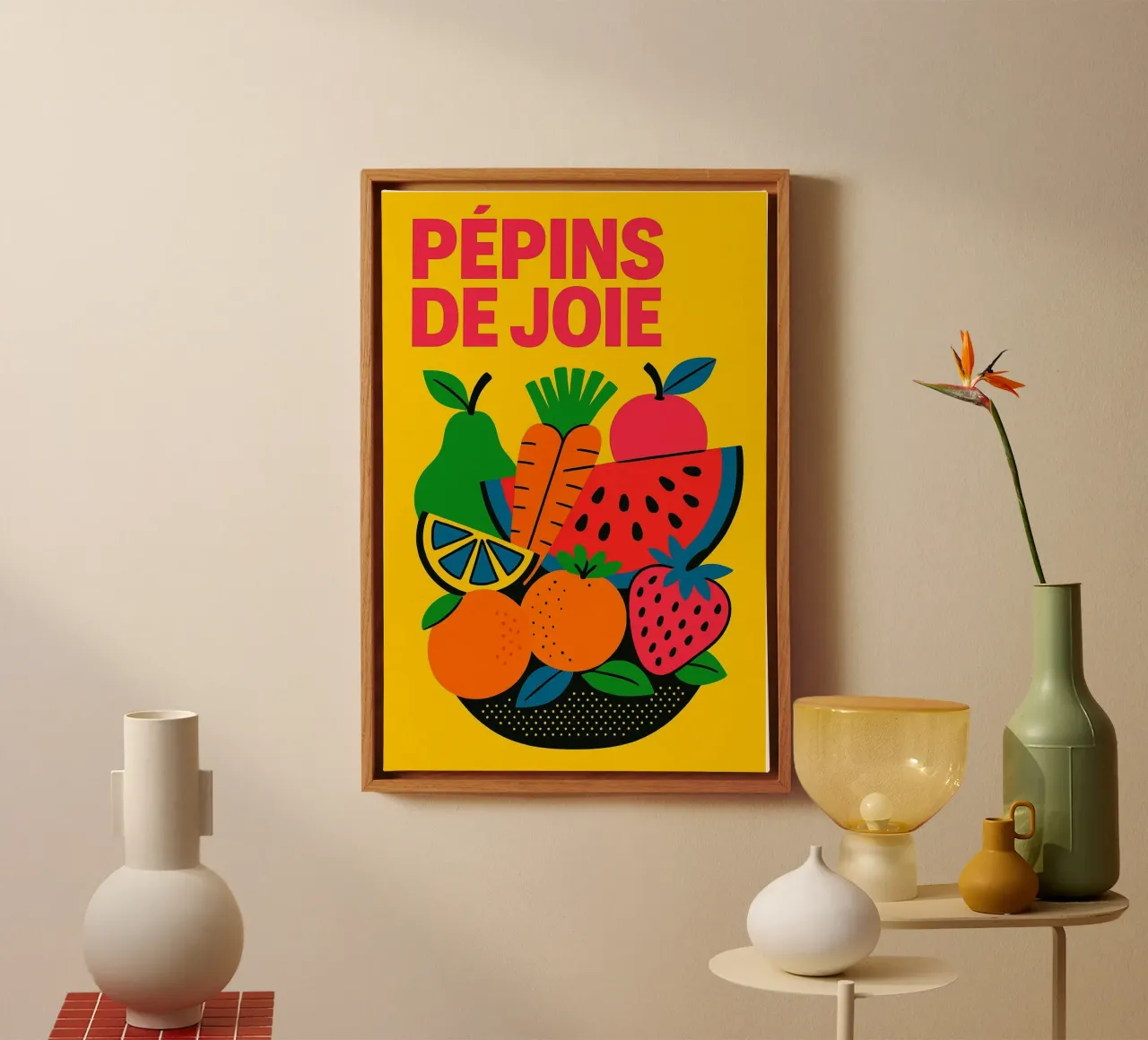 Joepie canvas met Baklijst van Pop and Fruits - Affiches & posters