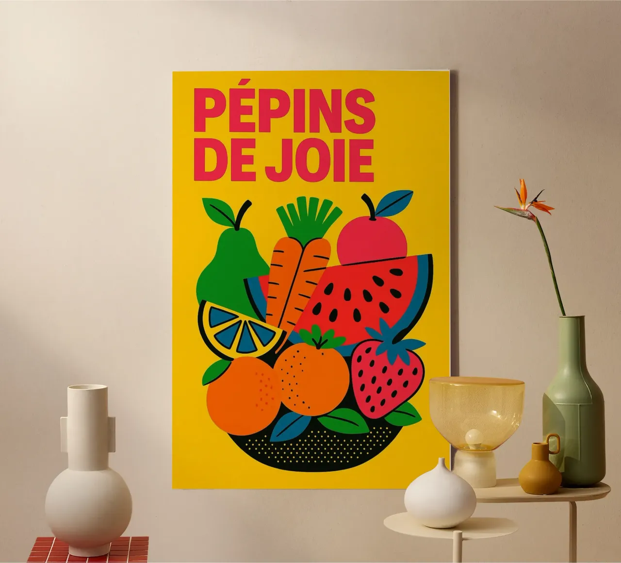Joepie canvas met Baklijst van Pop and Fruits - Affiches & posters
