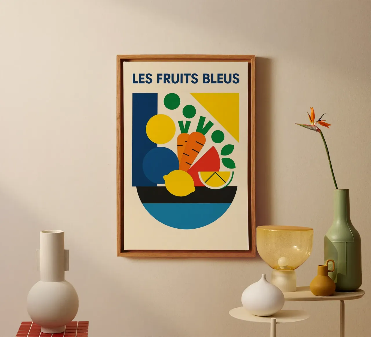 Blaue Früchte Leinwand mit Schattenfugenrahmen von Pop and Fruits - Affiches & posters