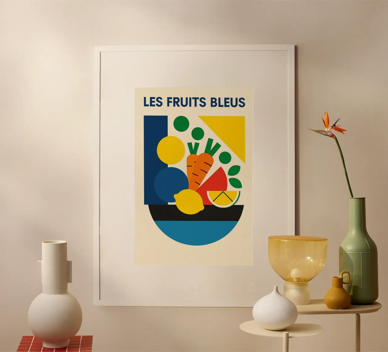 Frutta blu poster con telaio in alluminio da Pop and Fruits - Affiches & posters