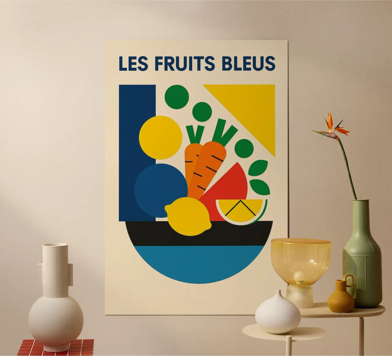Frutta blu poster con telaio in alluminio da Pop and Fruits - Affiches & posters