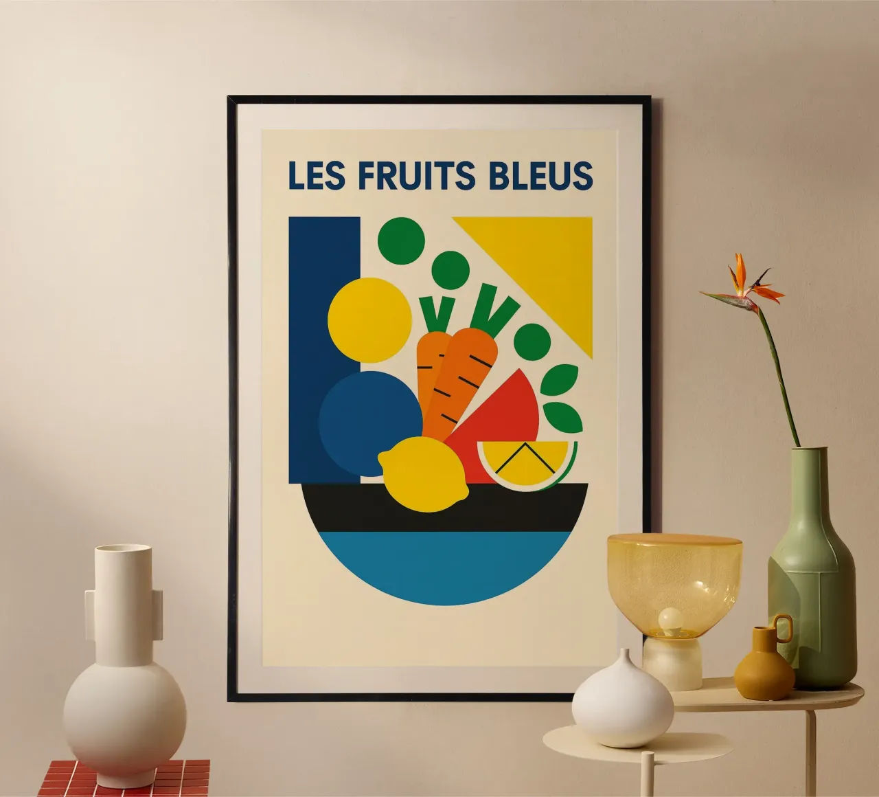 Frutta blu poster con telaio in alluminio da Pop and Fruits - Affiches & posters