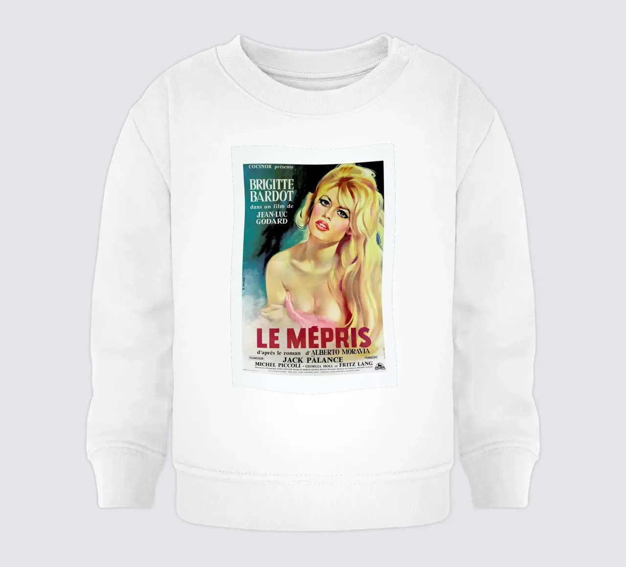 ‘Le Mepris’ Retro Movie Poster felpa neonato da Gallery Print and Art Limited