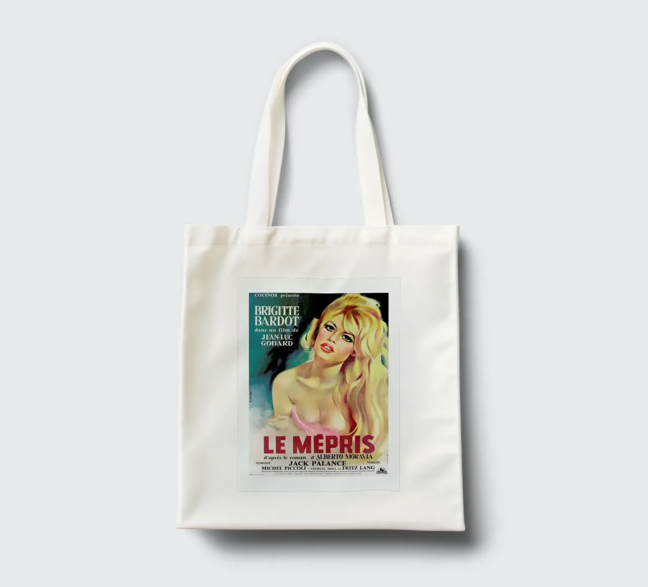 ‘Le Mepris’ Retro Movie Poster tote bag de Gallery Print and Art Limited