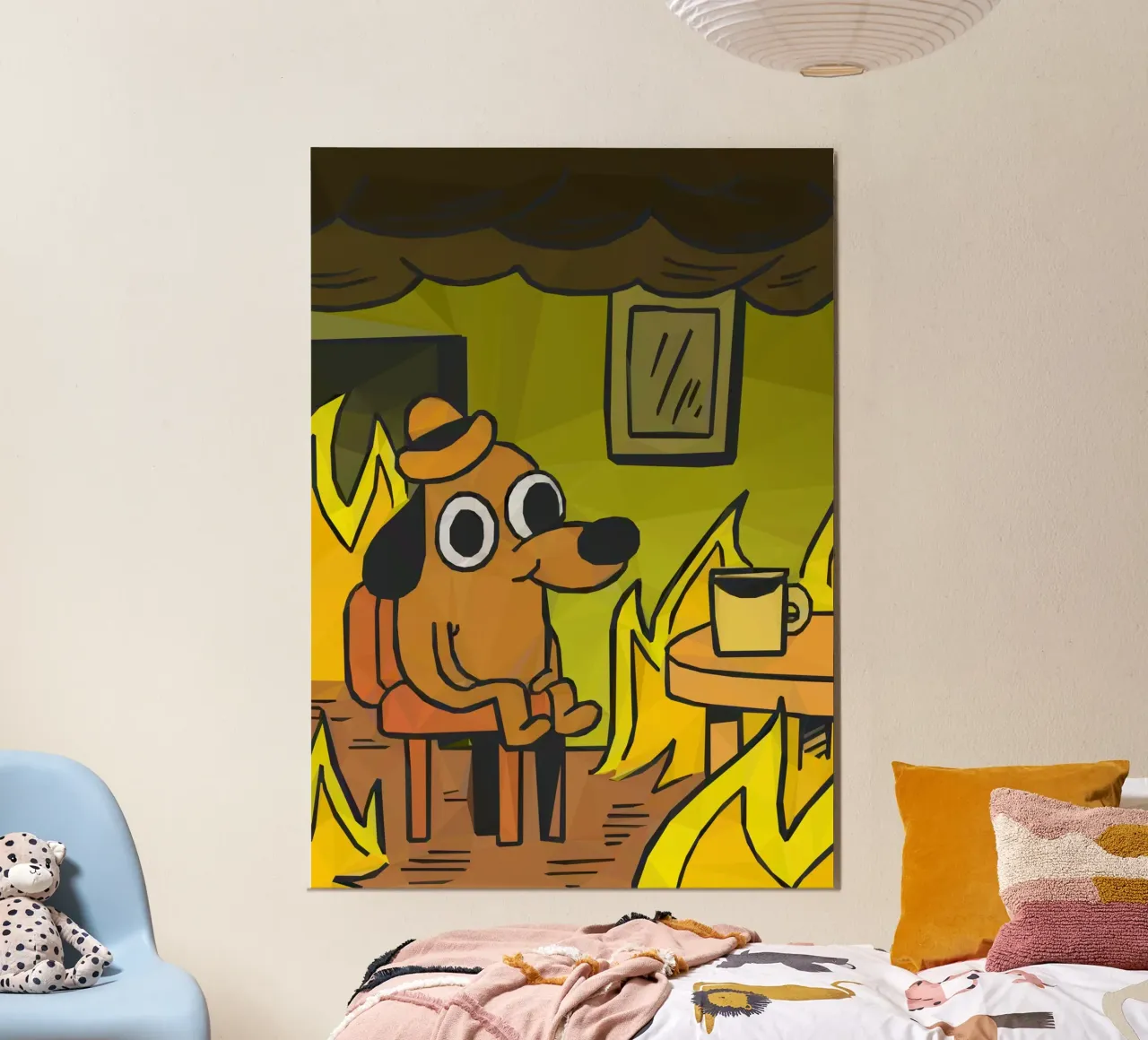 This is fine dog meme Hahnemühle von Low poly art