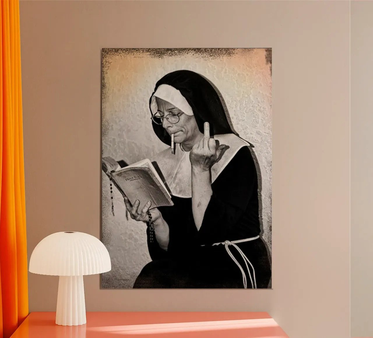 Suora con attitudine Umorismo divertente poster con telaio in alluminio da rangginangs
