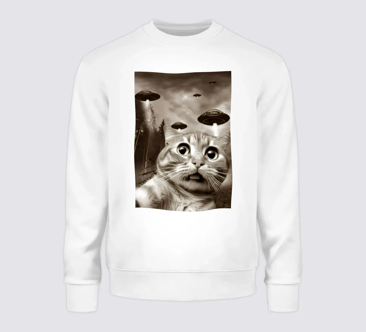 Divertente UFO Cat Selfie Alien & Cat Lover felpa da rangginangs
