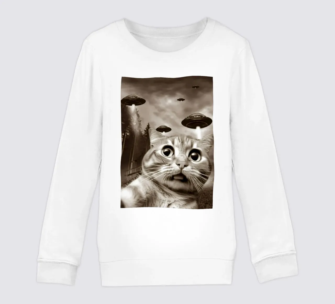 Divertente UFO Cat Selfie Alien & Cat Lover felpa bambino da rangginangs