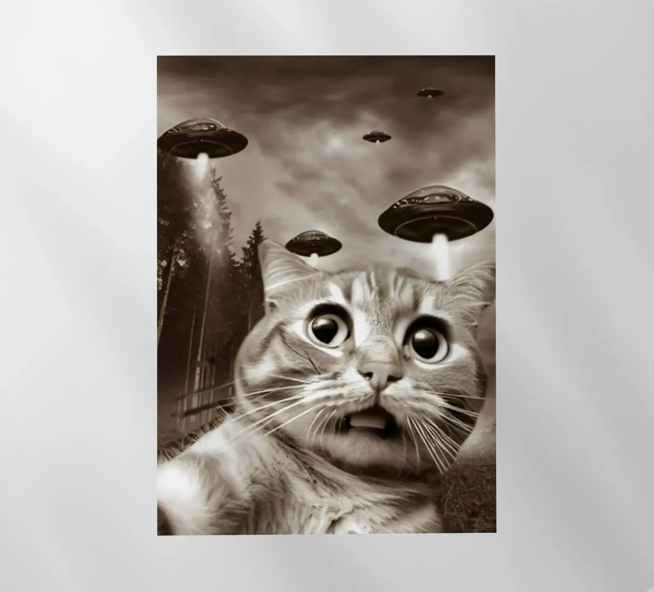Divertente UFO Cat Selfie Alien & Cat Lover pellicola backlit da rangginangs