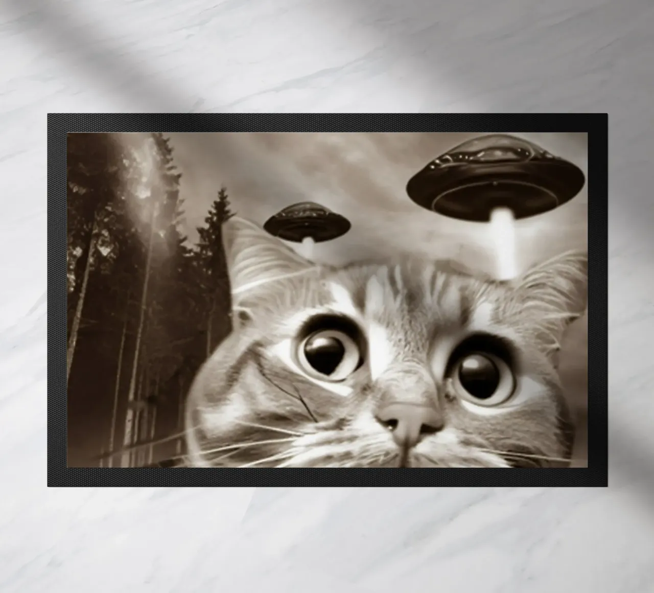 Divertente UFO Cat Selfie Alien & Cat Lover zerbino da rangginangs
