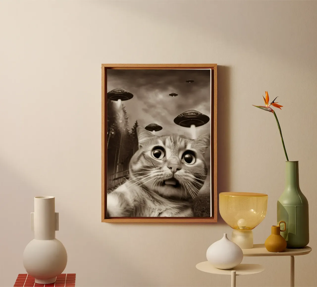 Divertente UFO Cat Selfie Alien & Cat Lover tela da rangginangs