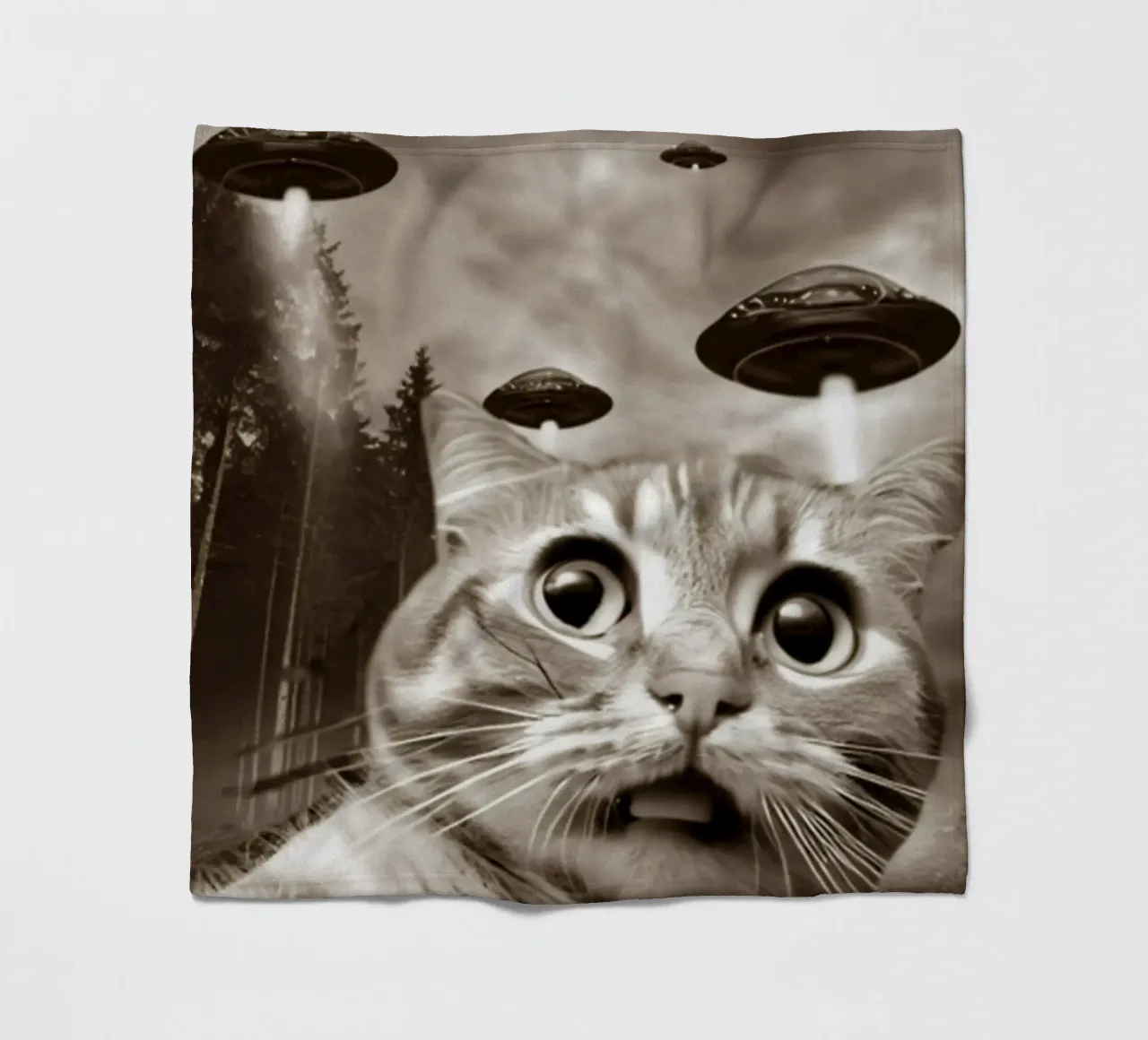 Divertente UFO Cat Selfie Alien & Cat Lover coperta in pile da rangginangs