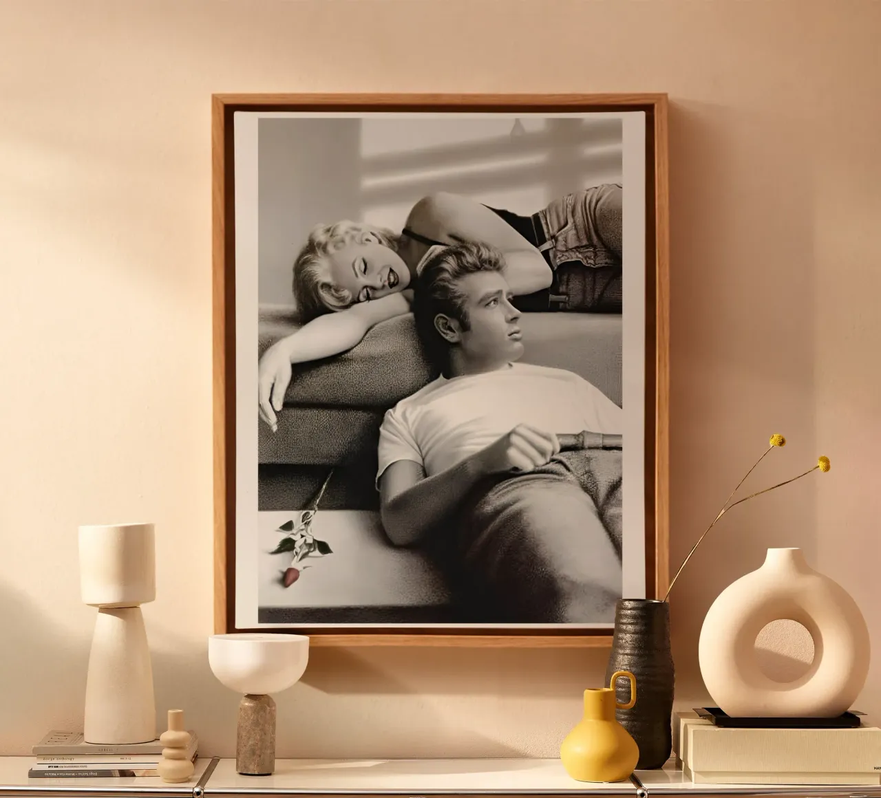 James Dean Vintage iconisch moment canvas met Baklijst van rangginangs