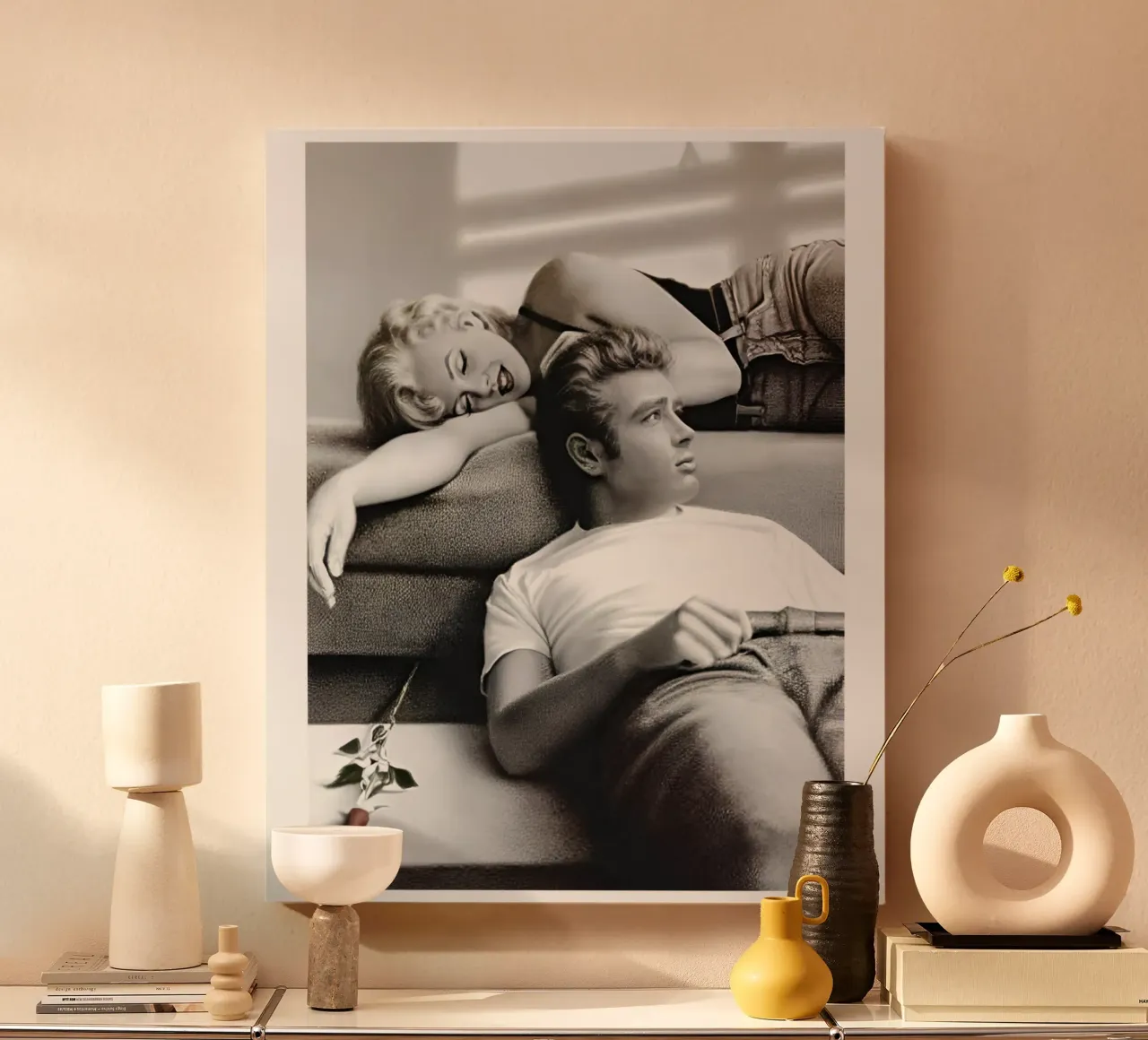 James Dean Vintage iconisch moment canvas met Baklijst van rangginangs