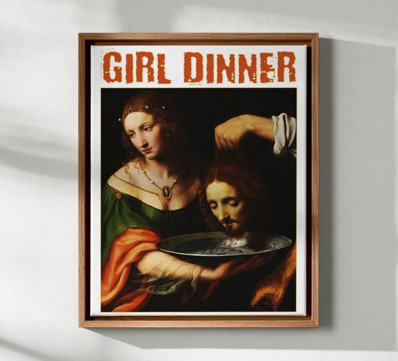 Girl Dinner Feministische renaissancekunst canvas met Baklijst van rangginangs