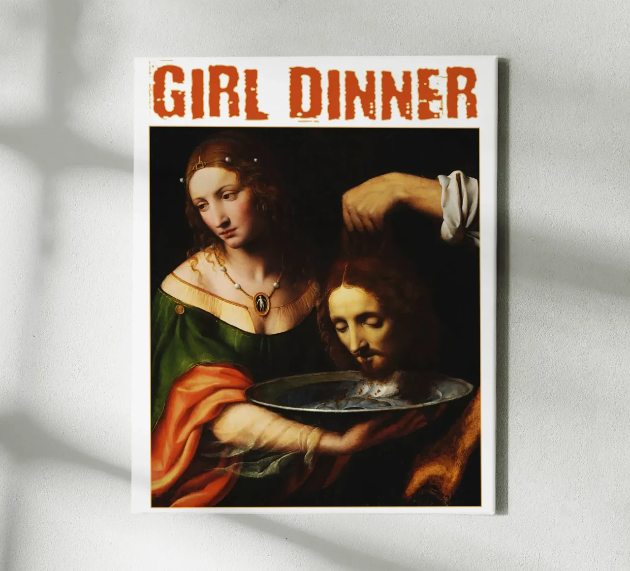 Girl Dinner Feministische renaissancekunst canvas met Baklijst van rangginangs