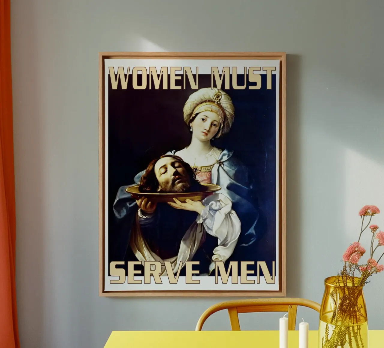 La donna deve servire l'uomo Arte femminista non dichiarata tela con Cornice a cassetta da rangginangs