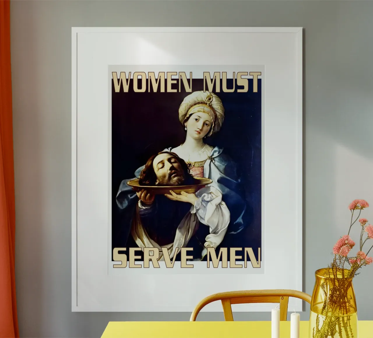 La donna deve servire l'uomo Arte femminista non dichiarata poster con telaio in legno da rangginangs