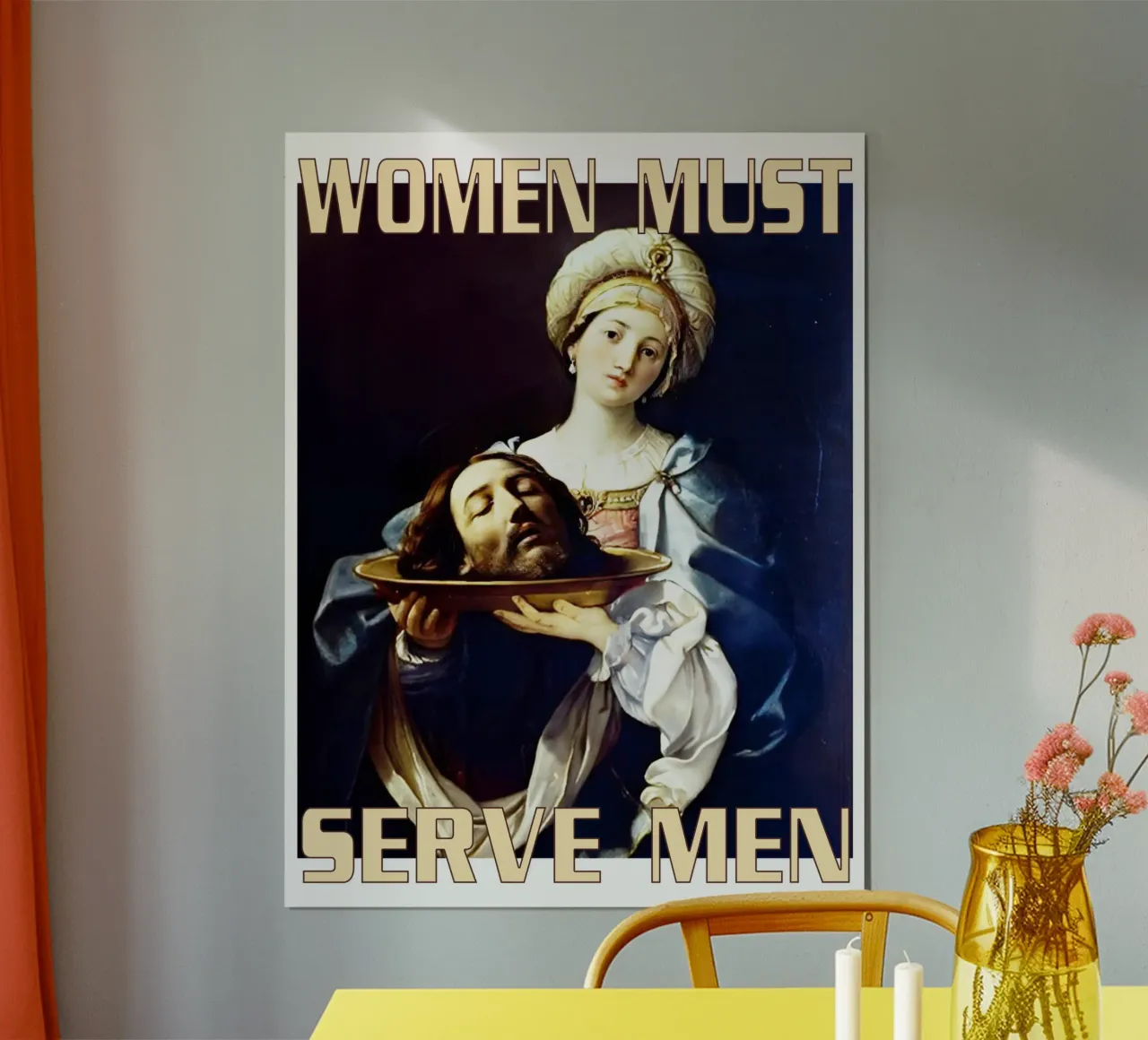 La donna deve servire l'uomo Arte femminista non dichiarata poster con telaio in legno da rangginangs