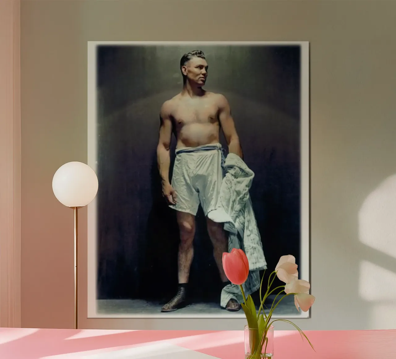 Jack Dempsey boxe Momento iconico dell'annata poster con telaio in legno da rangginangs