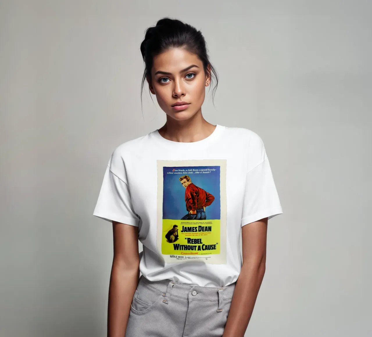 ‘Rebel Without a Cause’ Retro Movie Poster t-shirt da Gallery Print and Art Limited