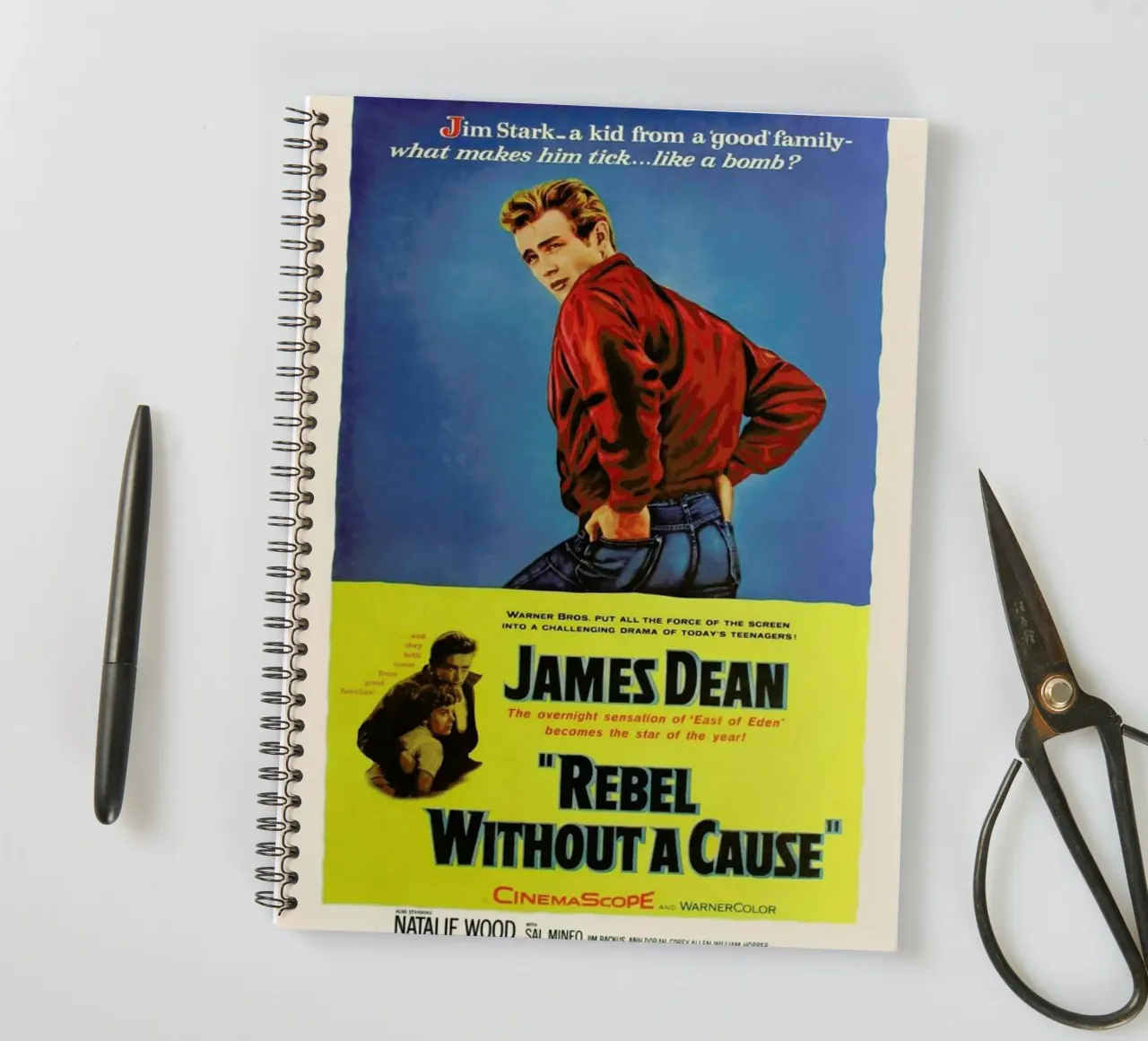 ‘Rebel Without a Cause’ Retro Movie Poster spiral notebook by Gallery Print and Art Limited