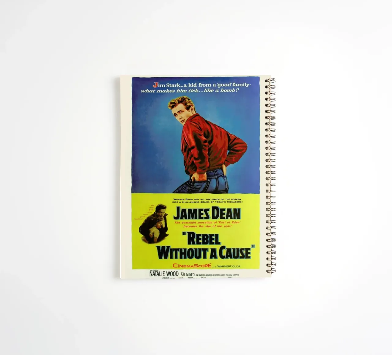 ‘Rebel Without a Cause’ Retro Movie Poster spiral notebook by Gallery Print and Art Limited