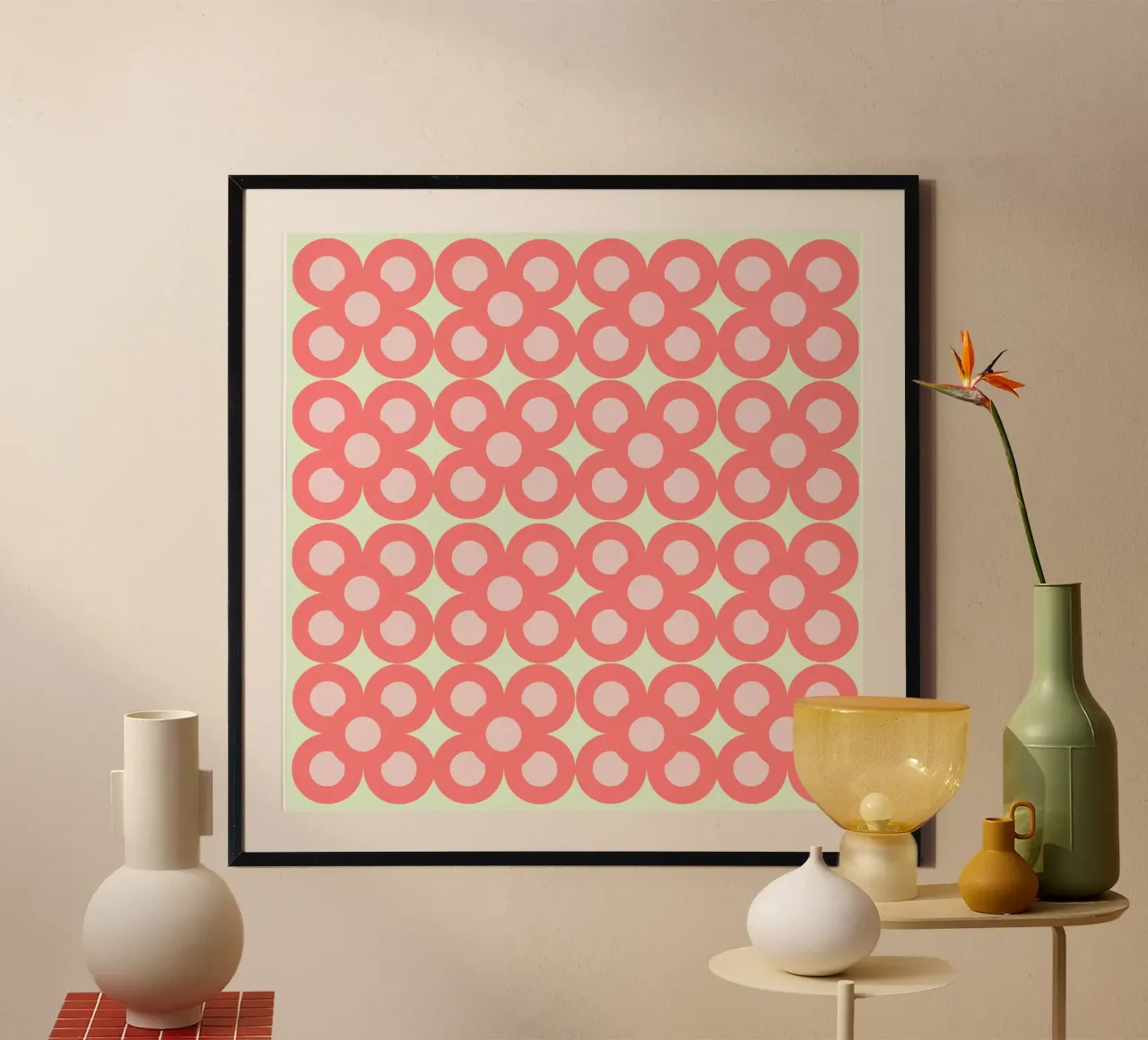Fleurs roses poster avec cadre en aluminium de LaylaOzPatterns