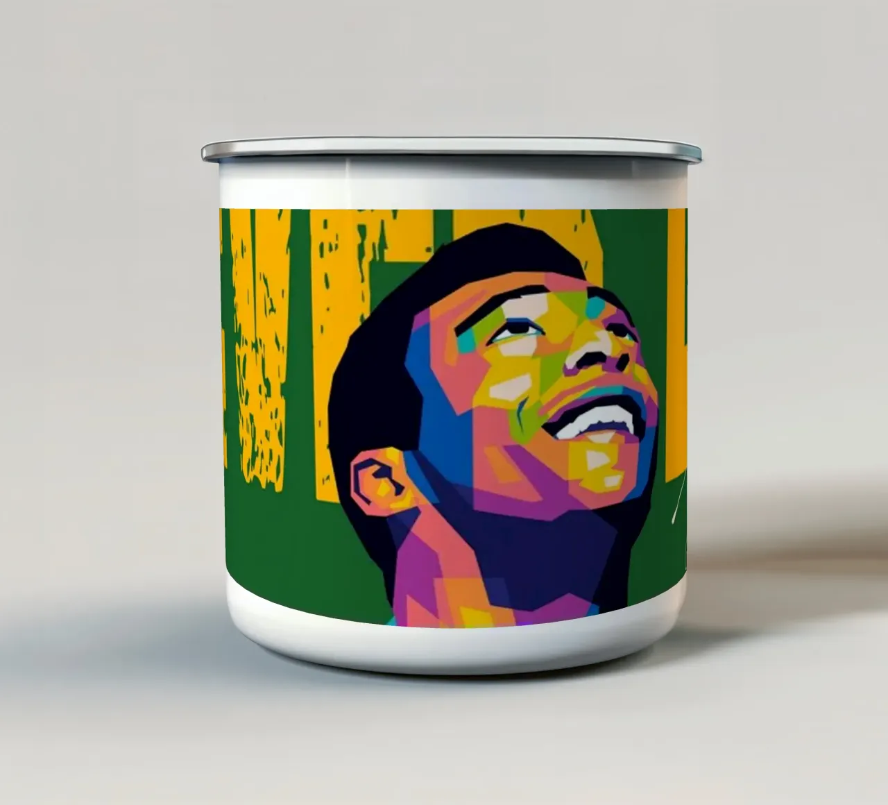 Pele Legend Never Is Die tazza in smalto da WPAP MALANG