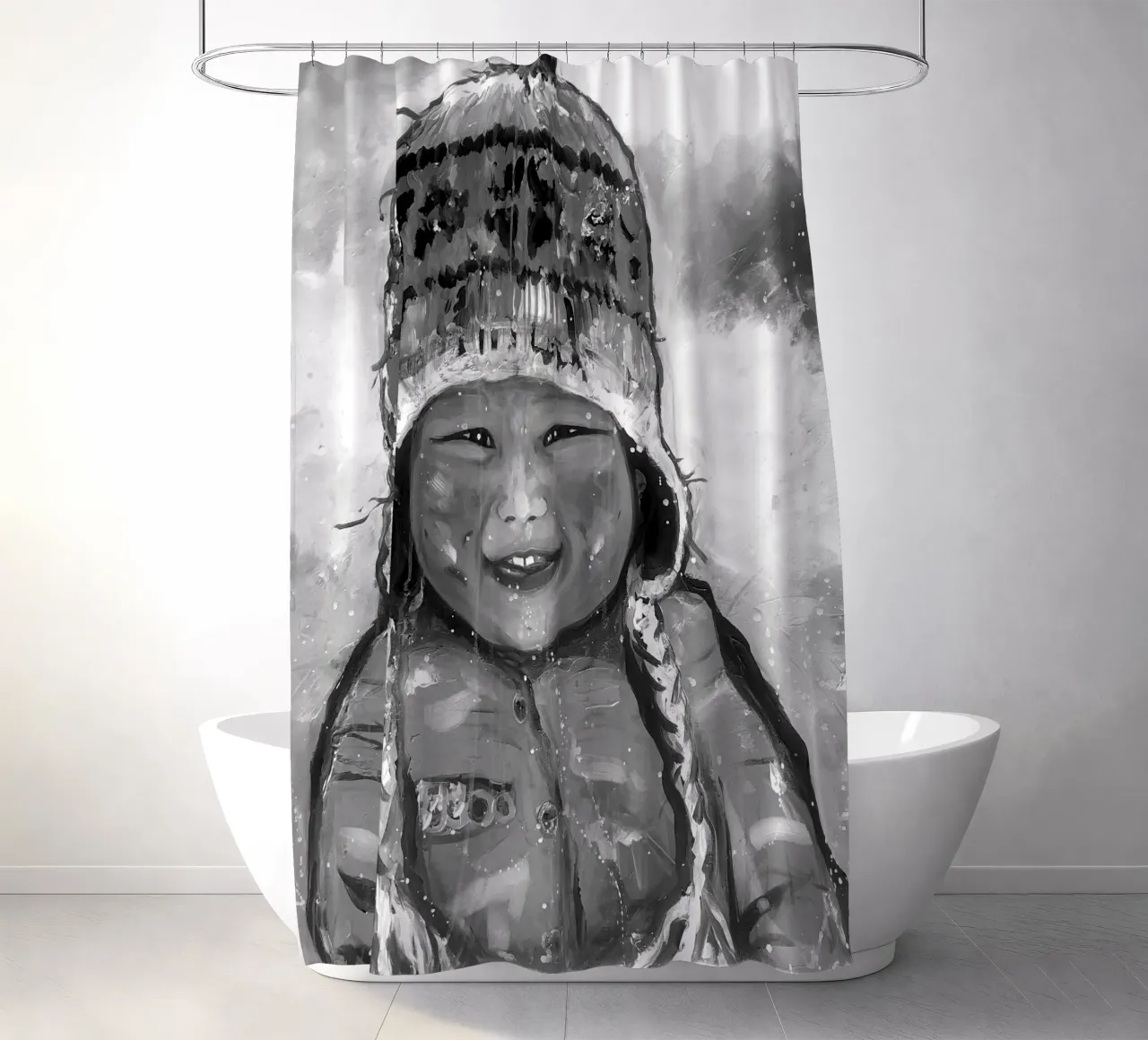 Smile from Ladakh shower curtain by Happy 😃 Art 🎨 by Christine Schnoell