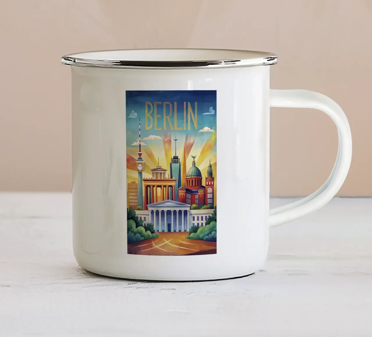 Poster vintage di Berlino tazza in smalto da 🎁 ARTVI-SHOP