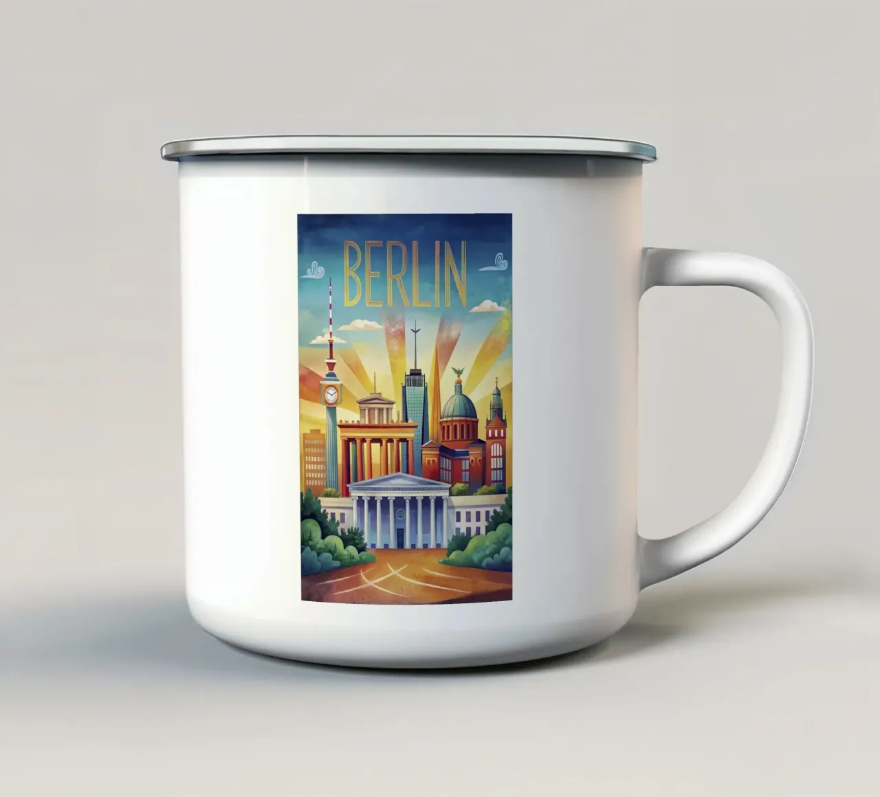 Poster vintage di Berlino tazza in smalto da 🎁 ARTVI-SHOP
