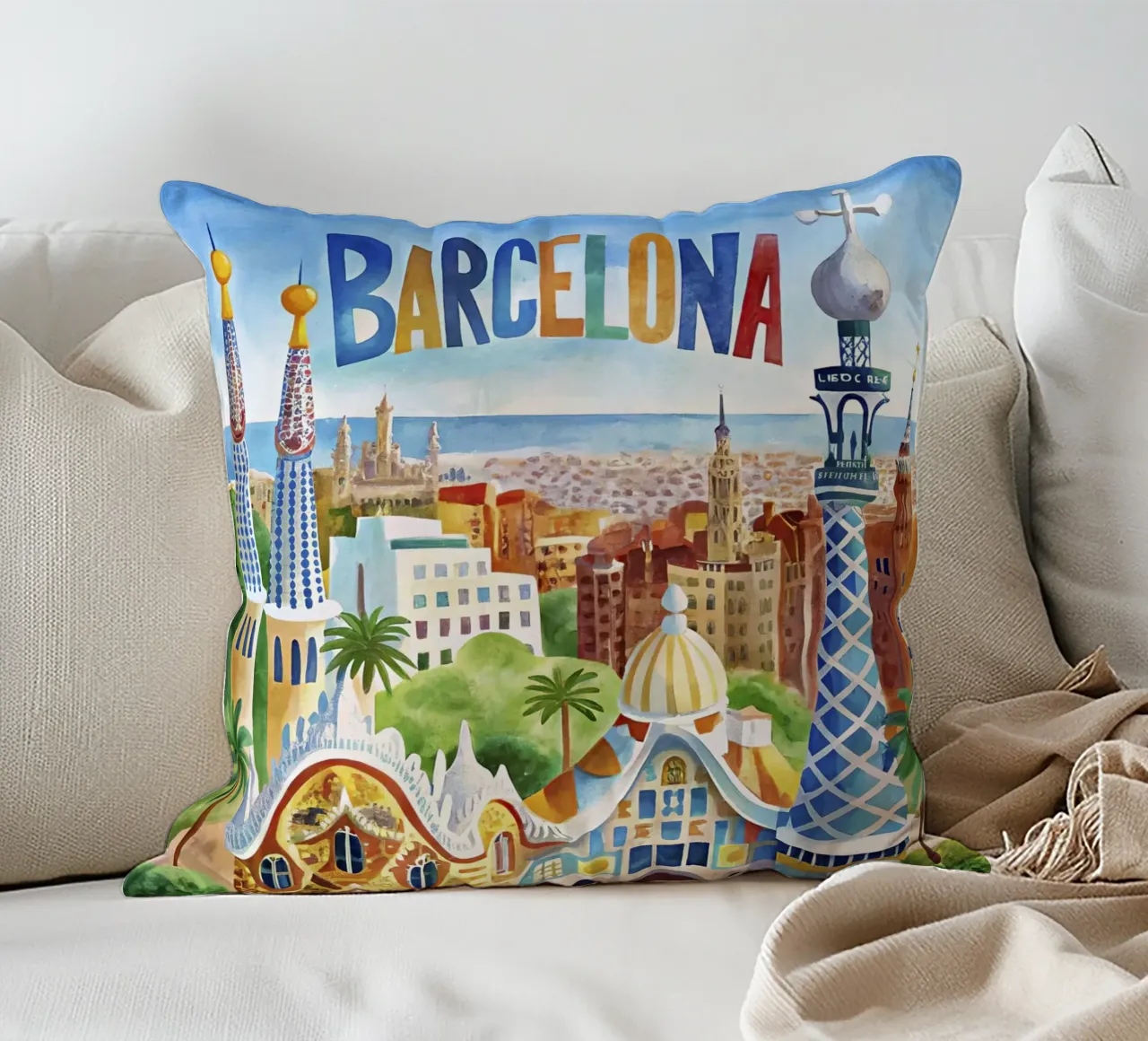 Poster d'epoca di Barcellona cuscino da 🎁 ARTVI-SHOP