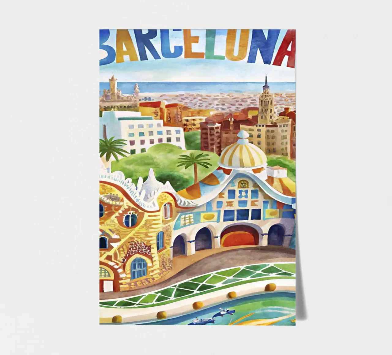 Barcelona vintage poster stickervel van 🎁 ARTVI-SHOP