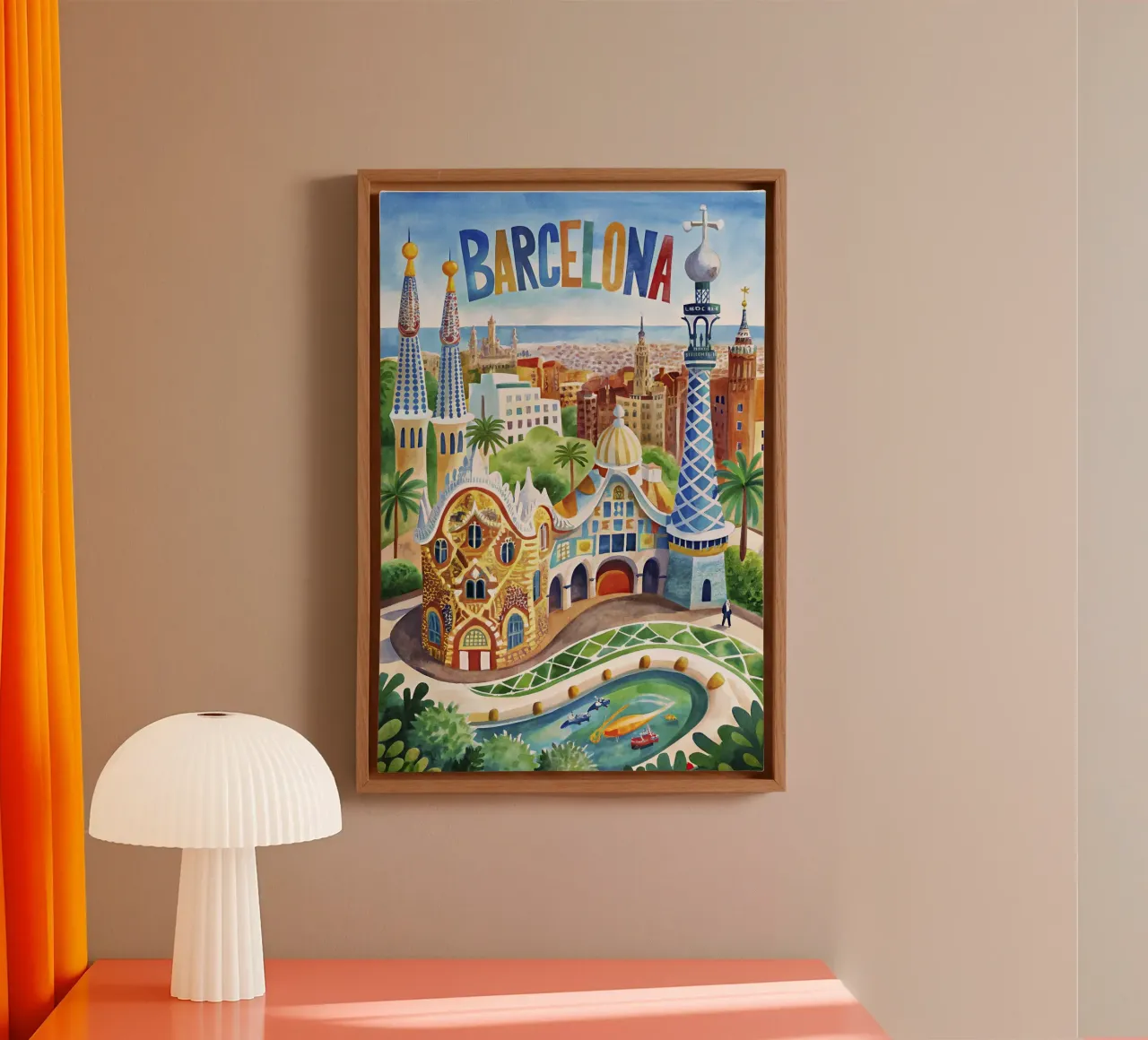 Poster d'epoca di Barcellona tela con Cornice a cassetta da 🎁 ARTVI-SHOP