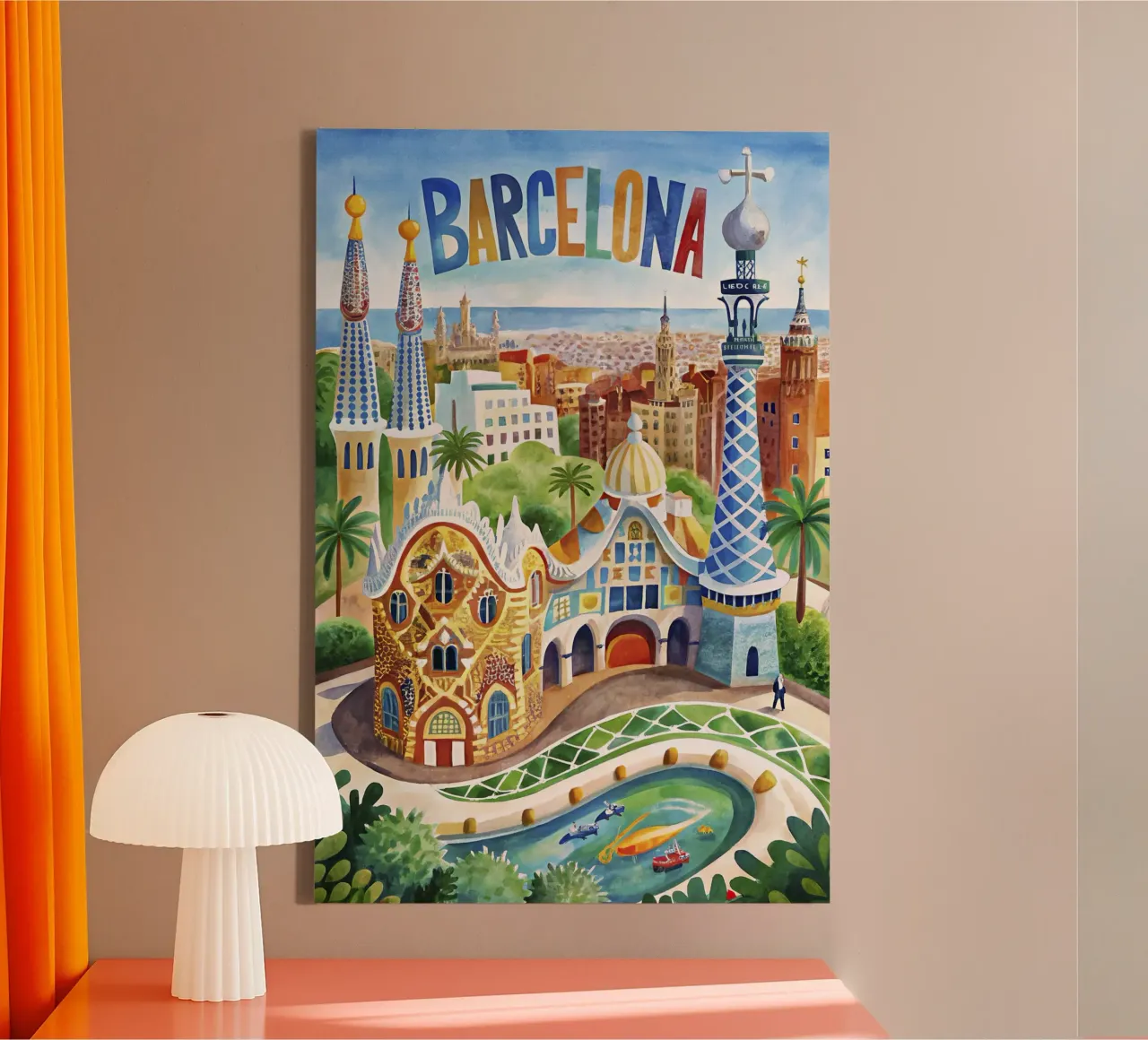 Poster d'epoca di Barcellona tela con Cornice a cassetta da 🎁 ARTVI-SHOP