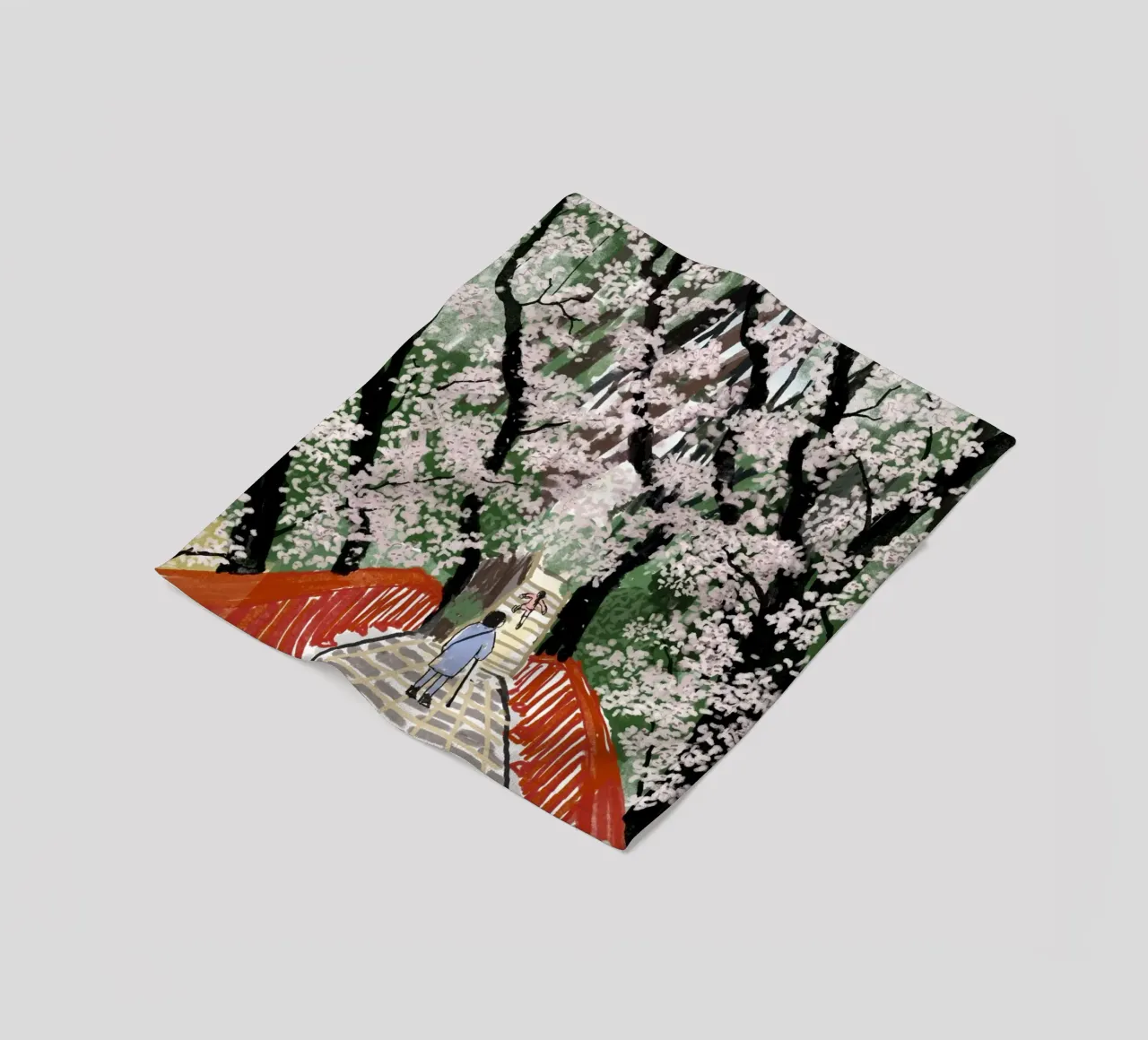 Ponte dei ciliegi in fiore coperta in pile da Asobōze