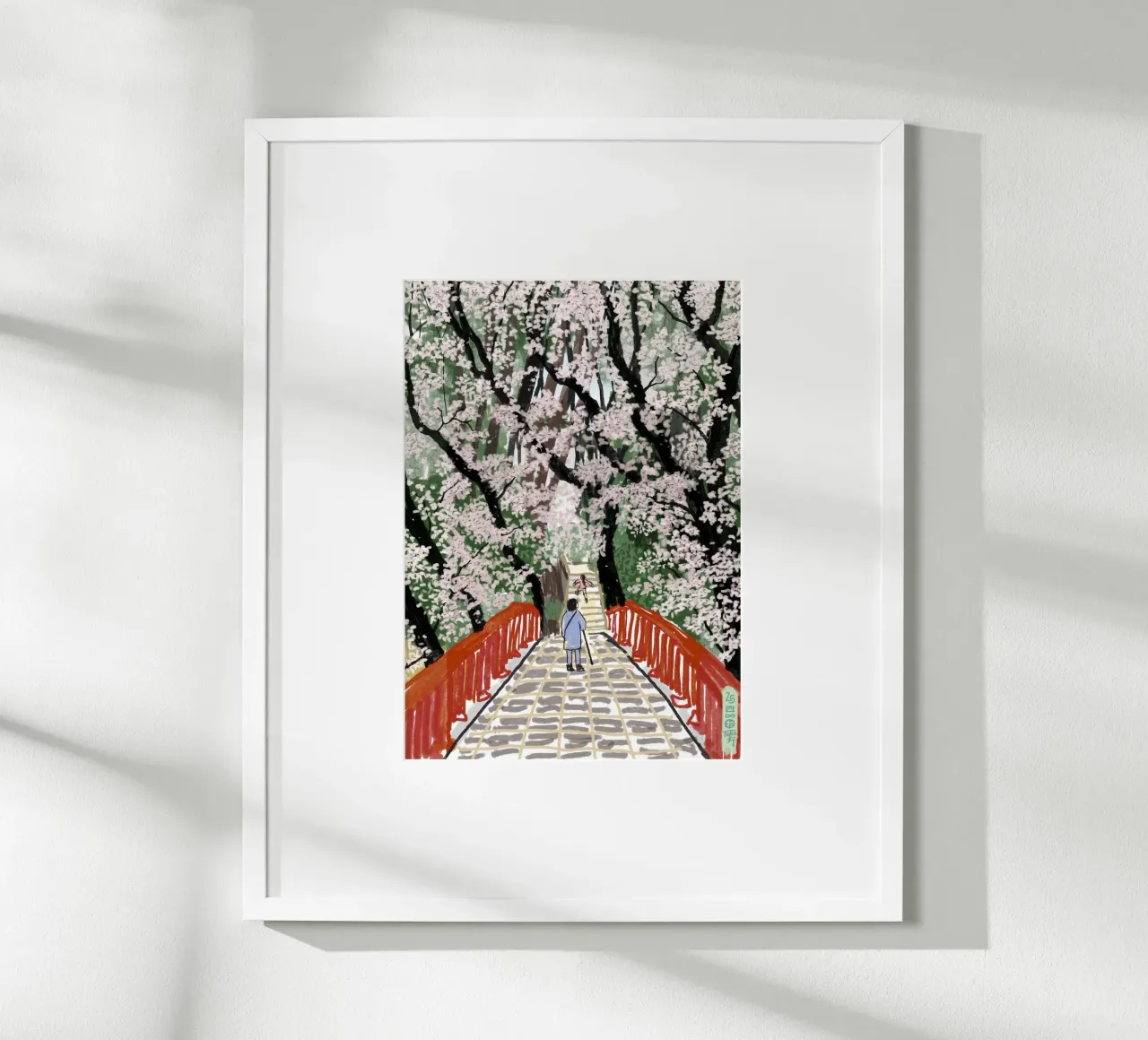Ponte dei ciliegi in fiore carta hahnemühle da Asobōze